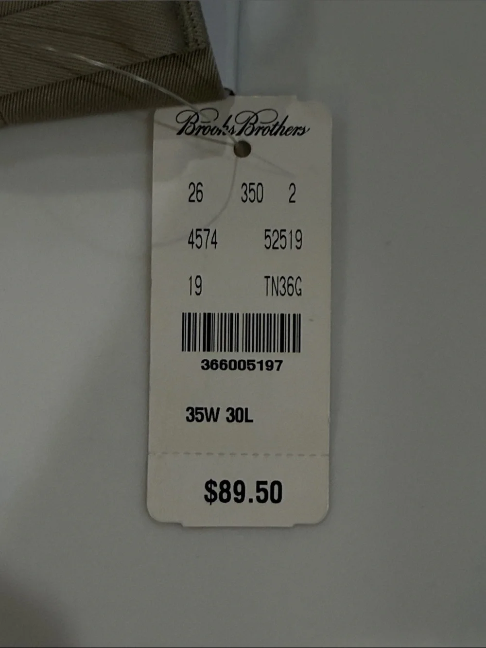 NWT Brooks Brothers Lightweight Advantage Chino Wrinkle Free Clark - 35x30